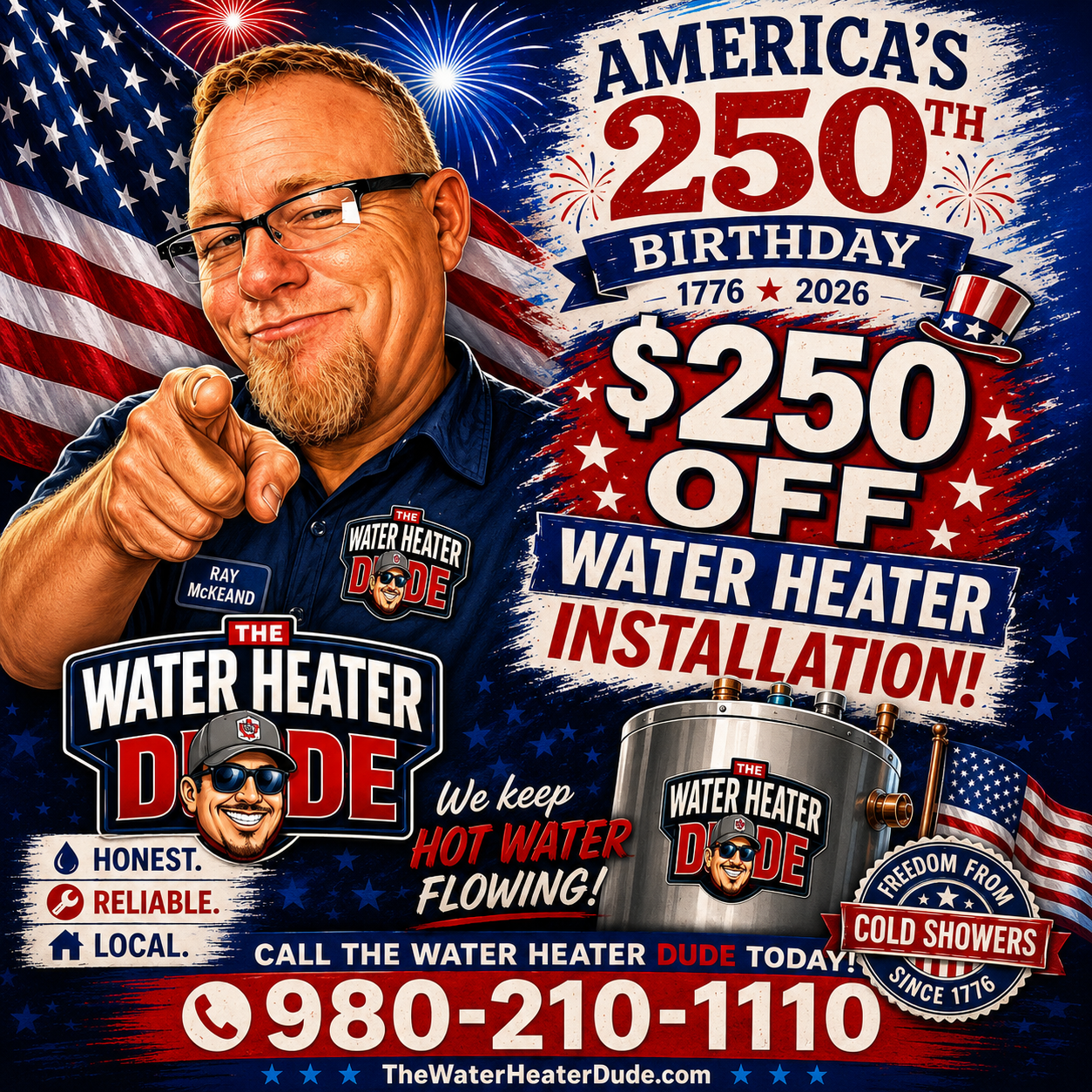 $250 water heater installation